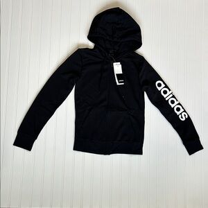 Adidas Black Zip-Up Hoodie with White Sleeve Logo